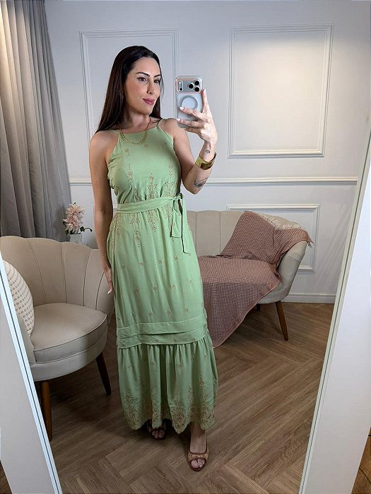 Vestido longo alça fina Soraia