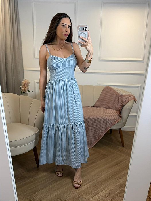 Vestido longo alça fina Livia