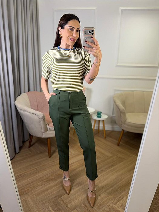 Camiseta malha penteada