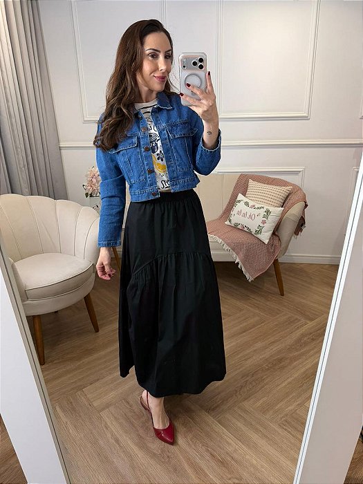 Jaqueta jeans curta Laura