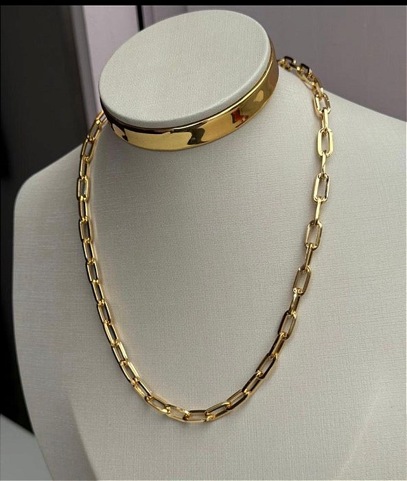 Colar elos lisos dourado