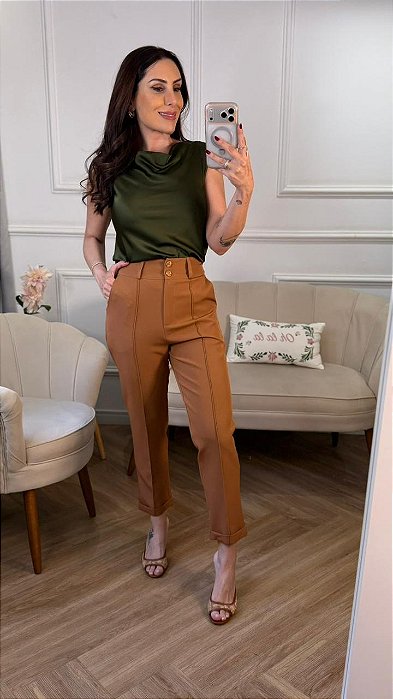 Calça alfaiataria cigarrete Topázio