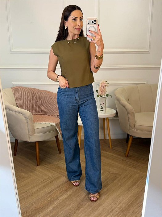 Calça jeans wide leg Samira