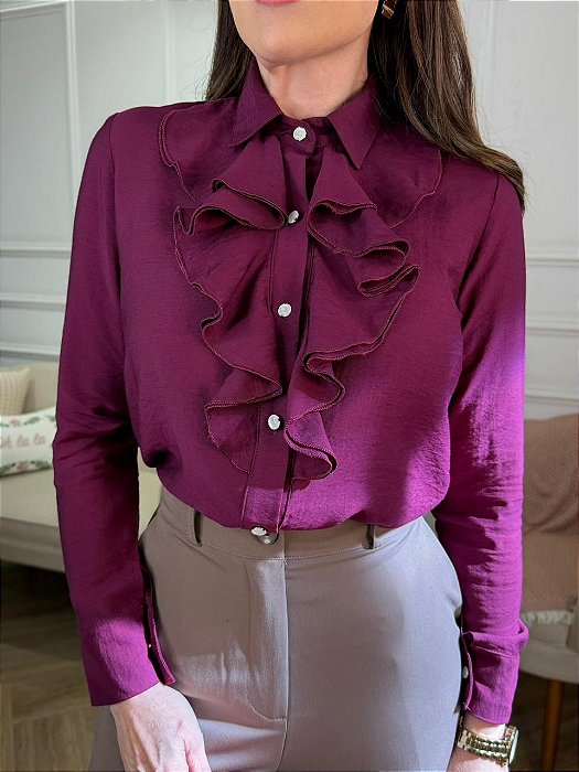 Camisa alfaiataria com babados Elisa