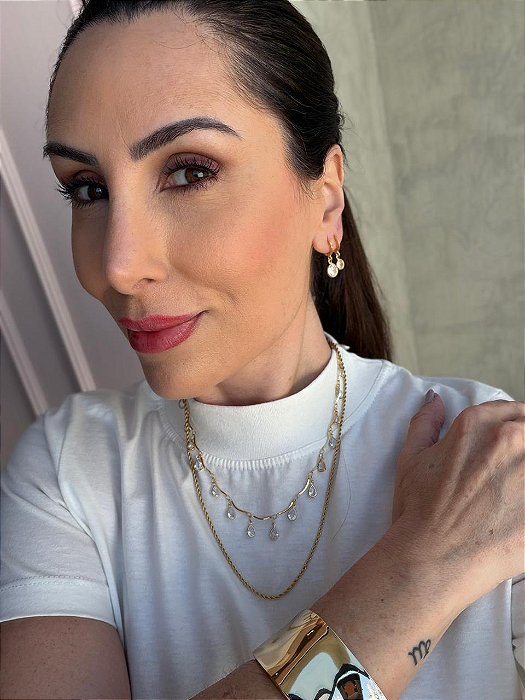 Choker gota cristais dourado