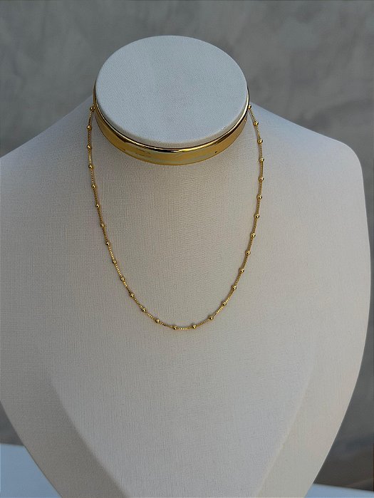 Choker bolinhas dourado