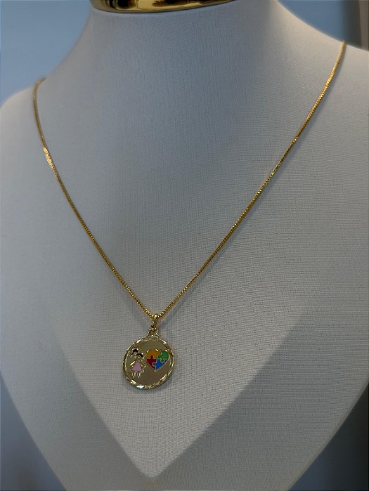 Colar inf. menina coração esmal.