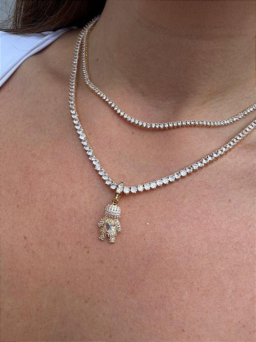 Pingente menino cravejado aqua marinho