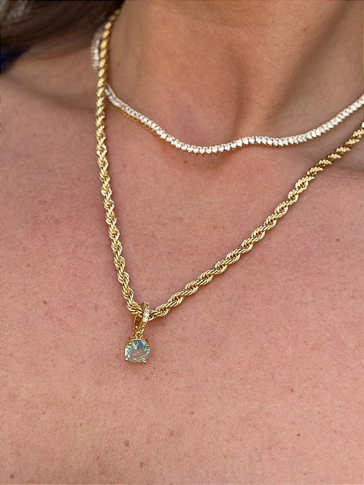 Pingente redondo DOU aqua marinho