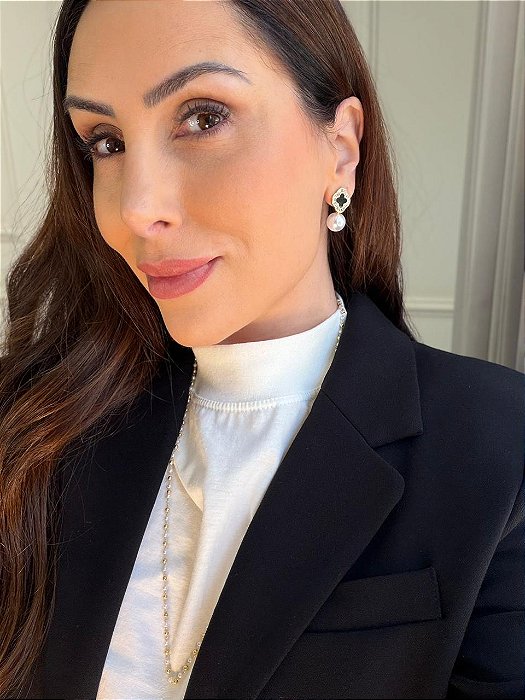 Brinco trevo e pérola