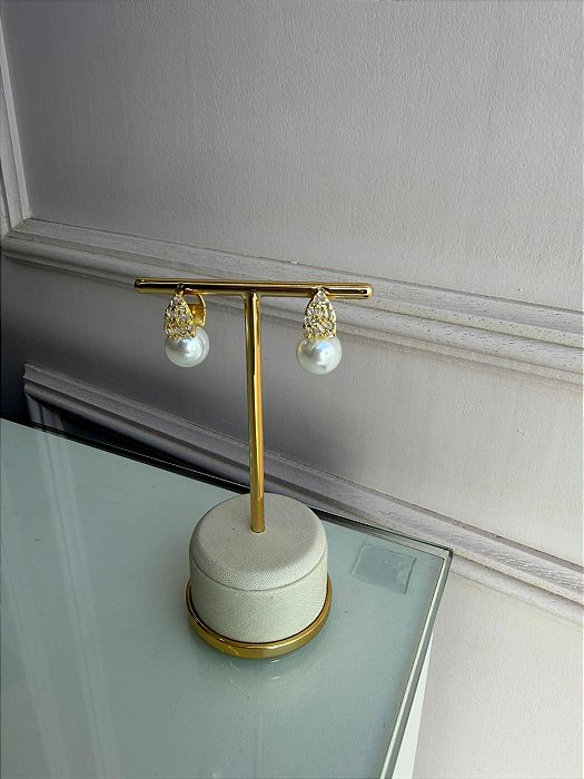 Brinco cristais pérola