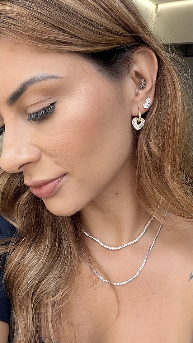 Brinco arg. coração crav