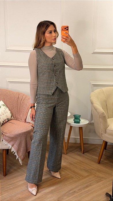 Colete alfaiataria xadrez Evenyse