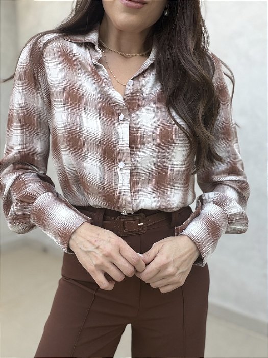 Camisa alfaiataria de viscose xadrez