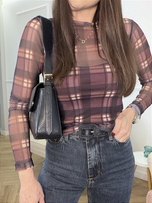 Blusa tule xadrez