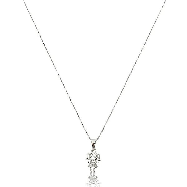 Colar menina cravejada branco