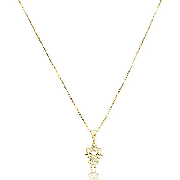 Colar menina cravejada dourado