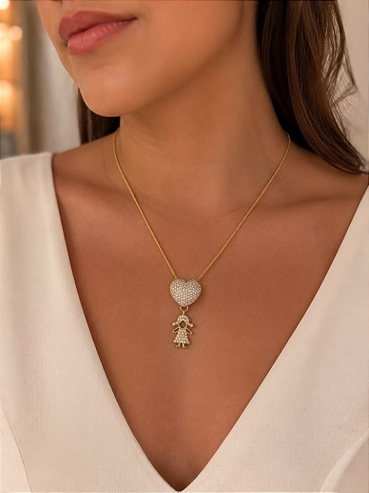 Colar cordão baiano menina dourado