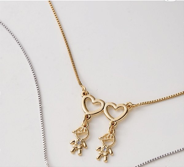 Colar coração 2 meninos dou