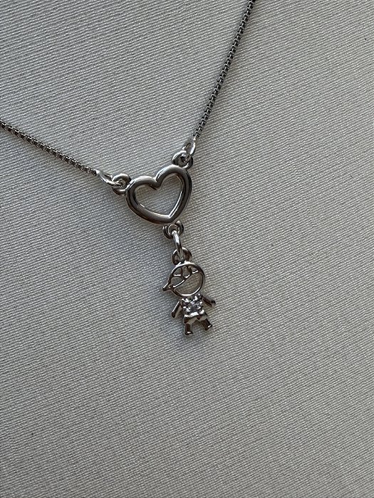 Colar coração menino branco