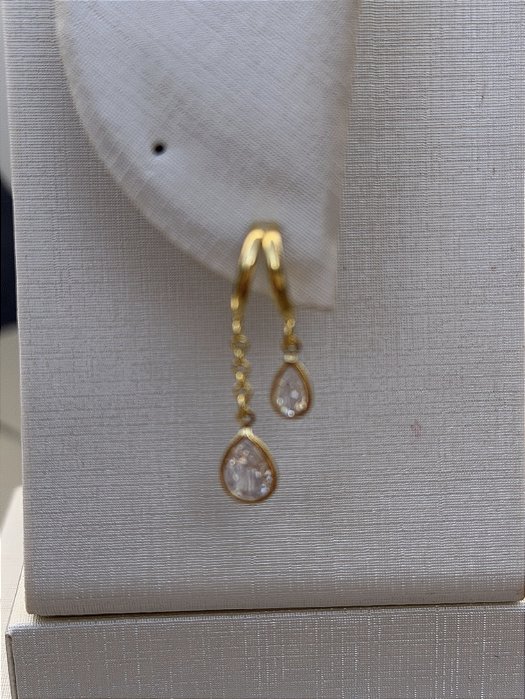 Brinco argola dupla com gota dourado
