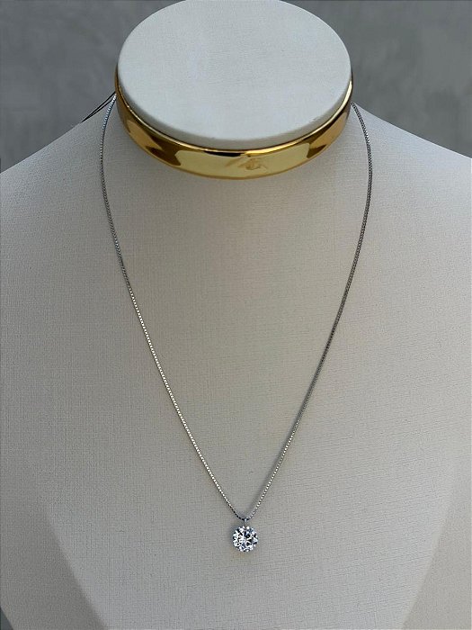 Colar ponto de luz médio branco