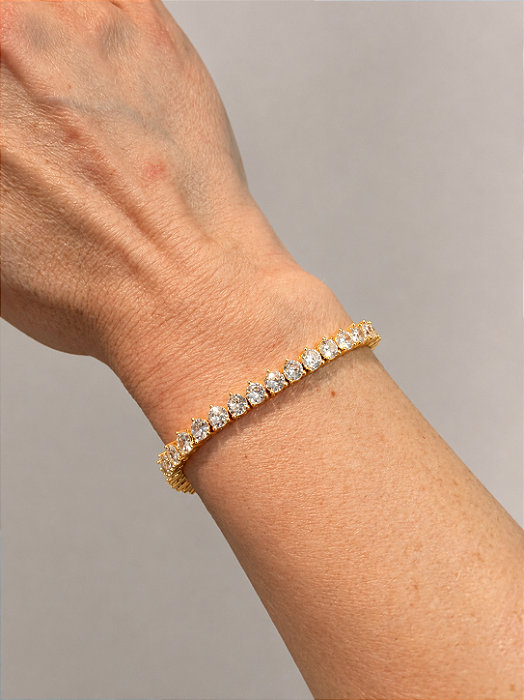 Pulseira riviera cristais dourado
