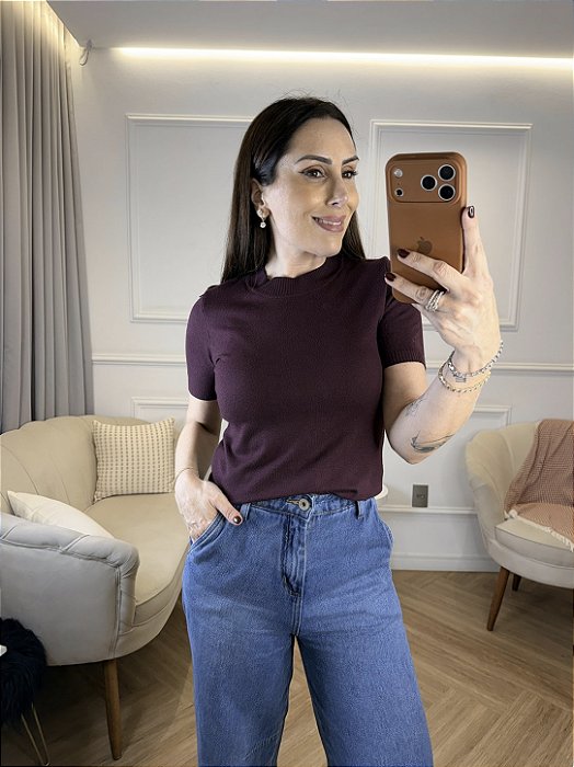 Blusa lã modal manga curta Cecilia