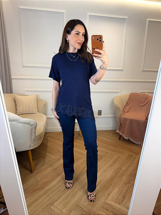 Blusa viscose com renda Flávia