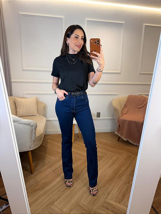Calça jeans reta com lycra Nápolis