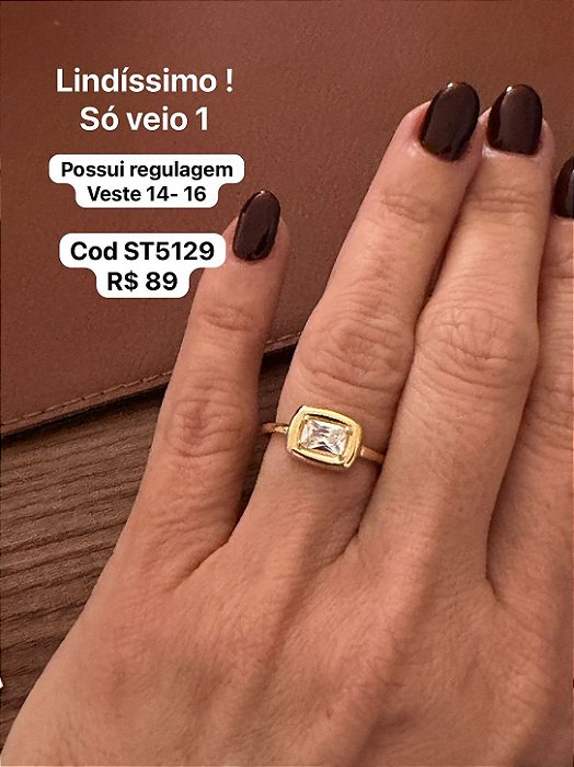 Anel zircônia quadrada