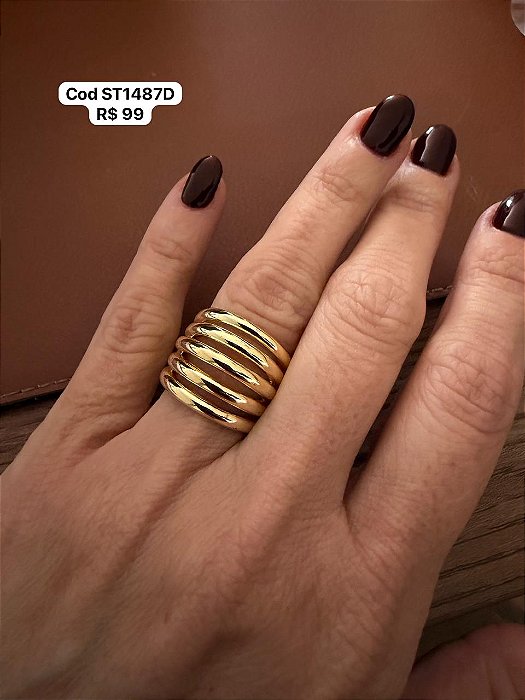 Anel arcos dourado
