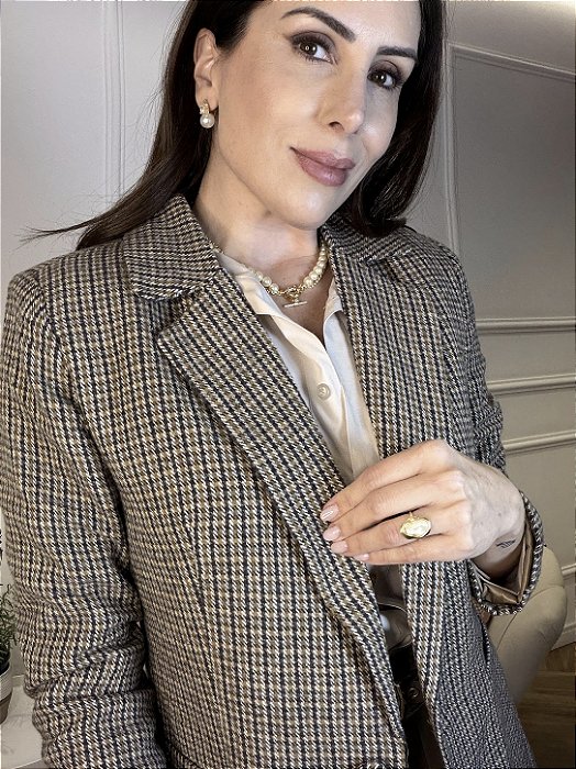Blazer acinturado pied poule Diana