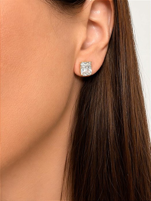 Brinco com zircônia retangular