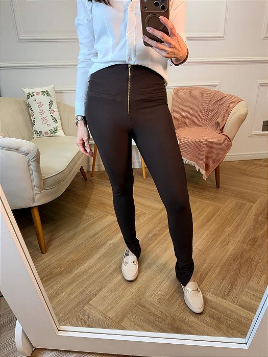 Legging poliamida zíper frontal Bia