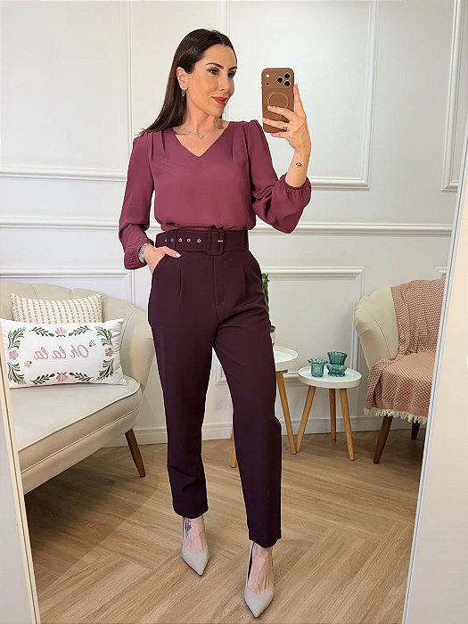 Blusa crepe manga longa Selma