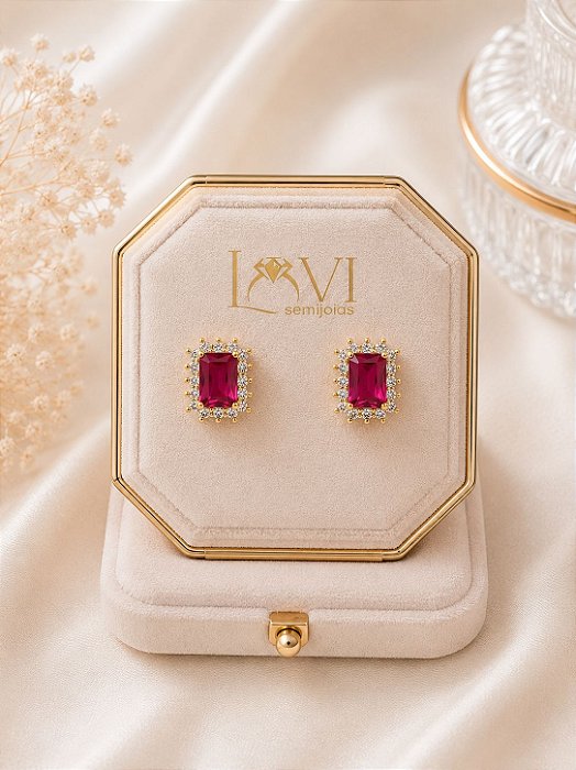 Brinco crav. pink dourado