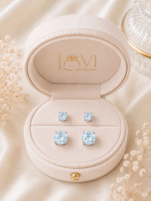 Dupla de brincos crav. aqua branco