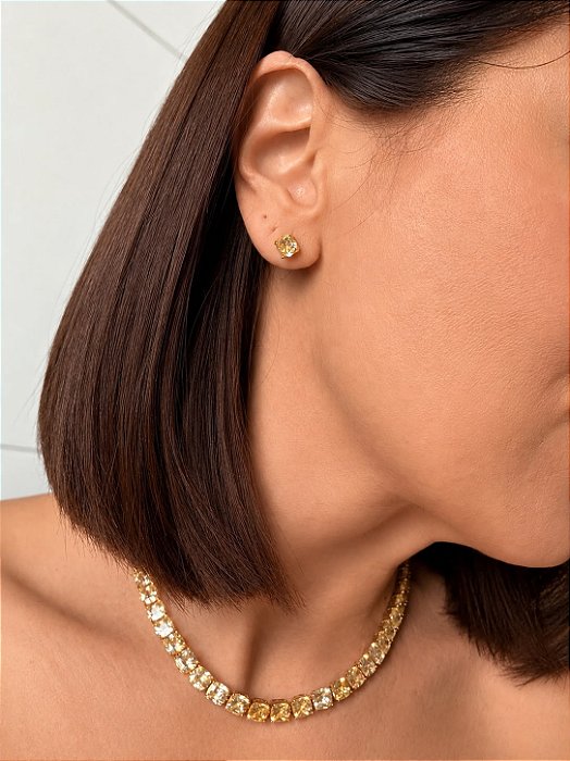 Colar cristais citrino dourado