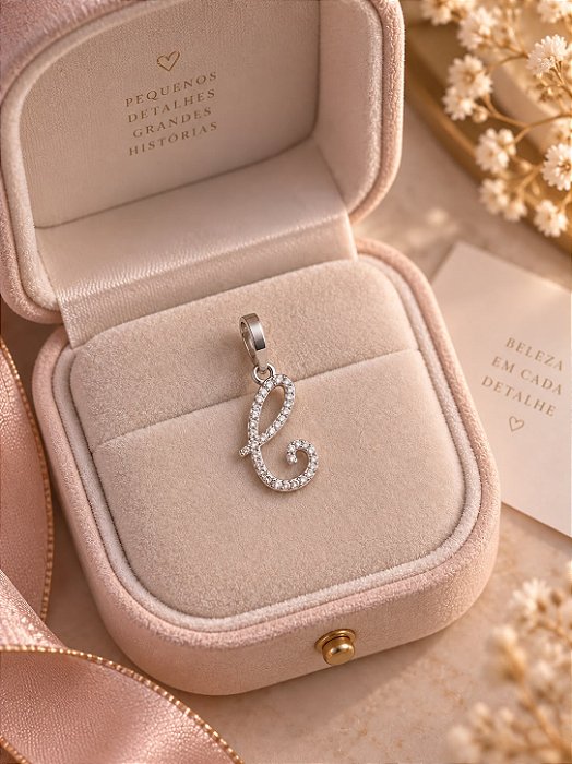 Pingente letra C moissanite