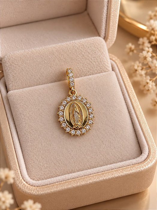 Pingente Nossa Senhora Guadalupe dourado