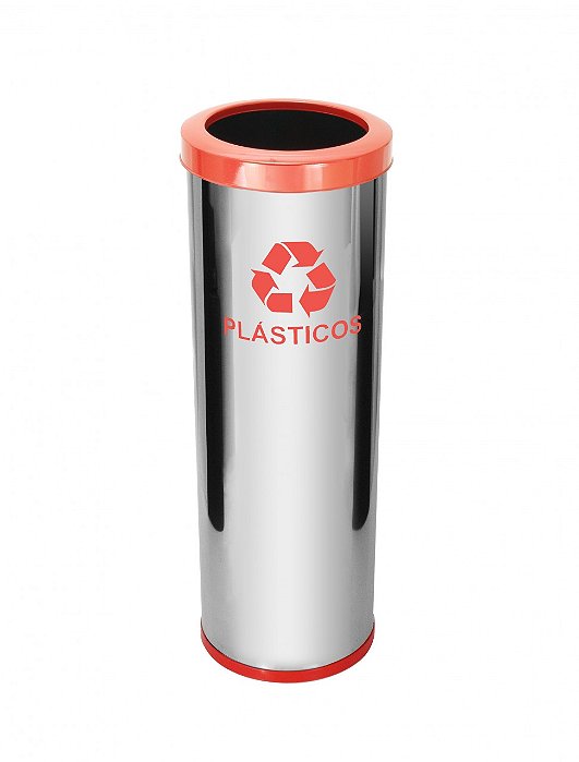 Lixeira em Aço Inox Com Aro Pintado 30L - C30