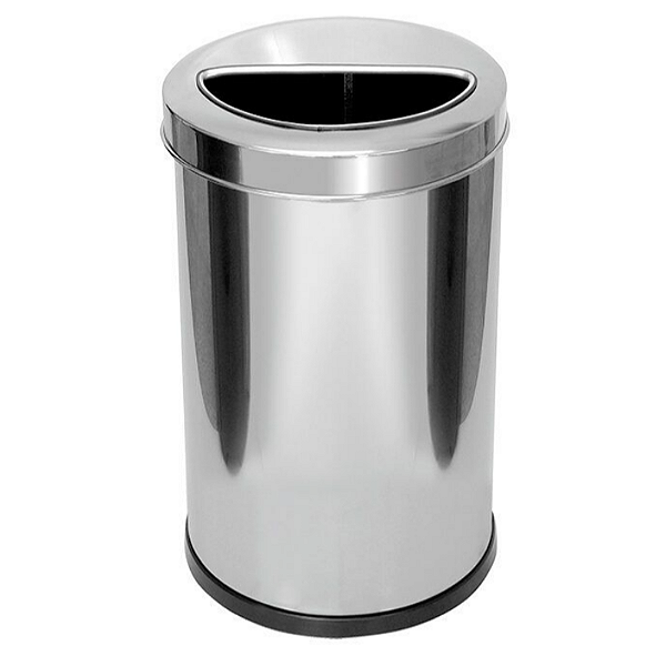 Lixeira Em Aço Inox com Tampa Aro Meia Luz 13,5L - OR4