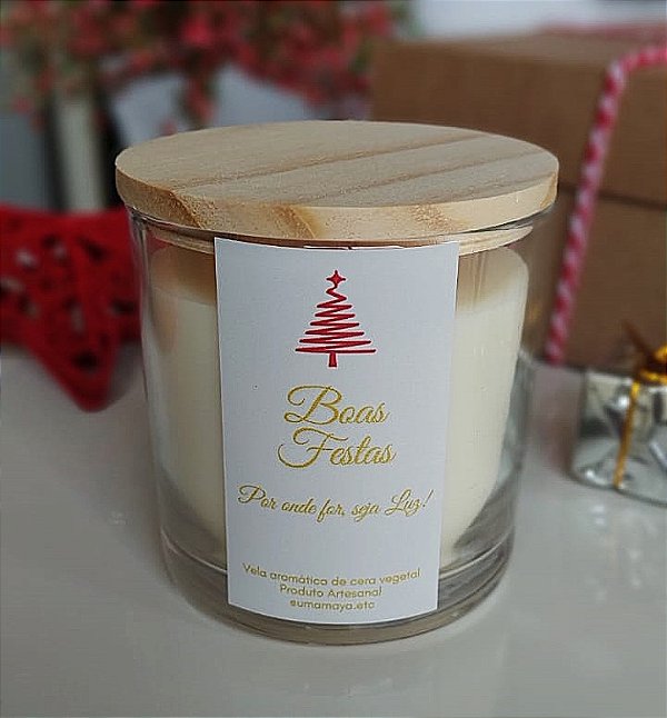 Vela Aromática de Natal, 180g, Rótulo Branco
