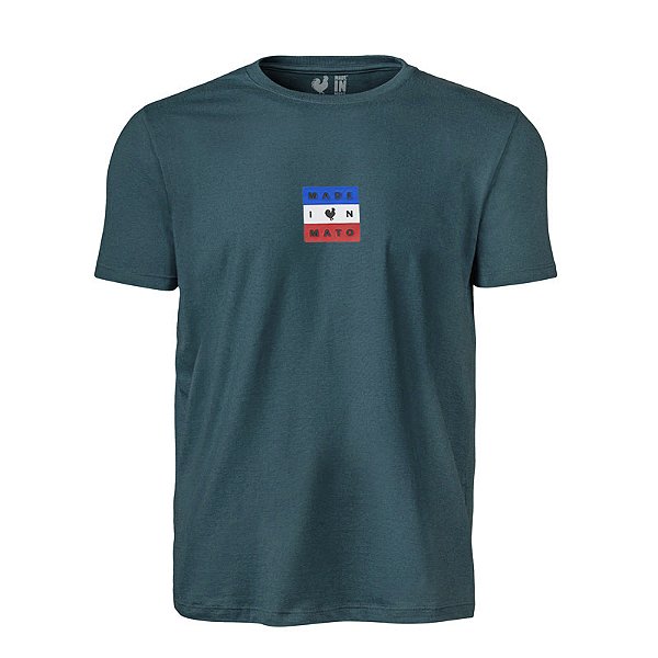Camiseta Estampada Masculina Made in Mato Flag Verde