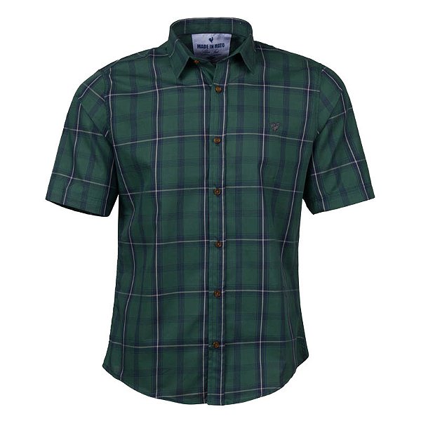 Camisa Masculina Xadrez Manga Curta Made in Mato Verde