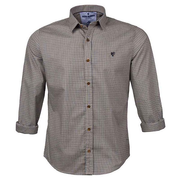 Camisa Masculina Xadrez Manga Longa Made in Mato Kaki