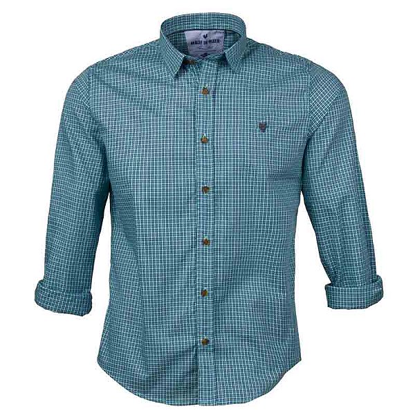 Camisa Masculina Xadrez Manga Longa Made in Mato Azul