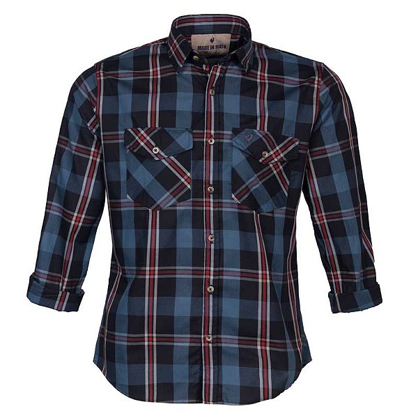 Camisa Masculina Xadrez Manga Longa Made in Mato Preto