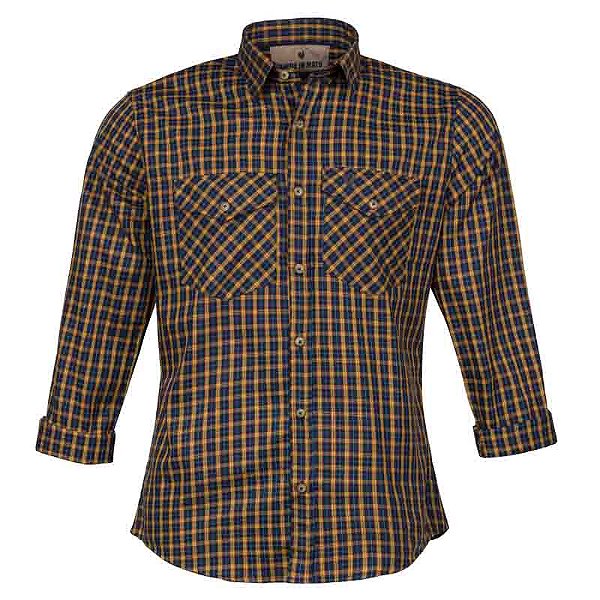 Camisa Masculina Xadrez Manga Longa Made in Mato Amarela
